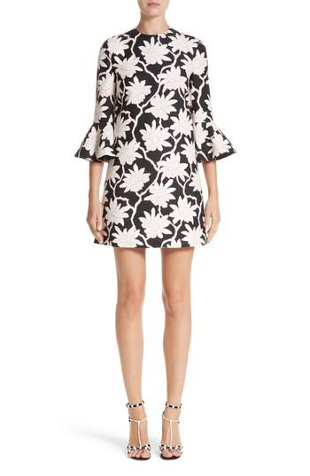 Women's Valentino Rhododendron Print Wool & Silk Dress Us / 38 It - Black