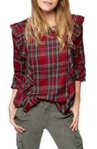 Women's Sanctuary Scout Plaid Ruffle Top - Red