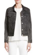Women's Adam Lippes Stretch Denim Jacket With Imitation Pearl - Black