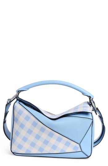Loewe Puzzle Gingham Calfskin Leather Bag - Blue