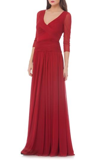 Women's Js Collections Surplice Drop Waist Gown - Red