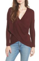 Women's Astr The Label Wrap Front Sweater - Burgundy