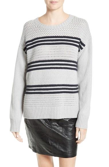 Women's Frame Stripe Basketweave Sweater