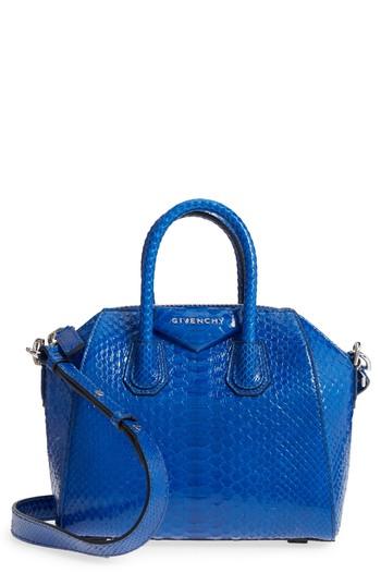 Givenchy Mini Antigona Genuine Python Satchel - Blue