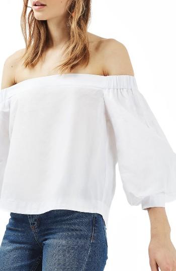Women's Topshop Puff Sleeve Off The Shoulder Top
