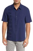 Men's Nat Nast Summit Regular Fit Embroidered Silk Blend Sport Shirt - Blue