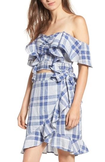 Women's Somedays Lovin Playing Games Off The Shoulder Crop Top - Blue