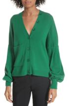 Women's Tibi Puff Sleeve Cardigan - Green