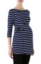 Women's Kimi And Kai 'whitney' Stripe Belted Maternity Top - Blue