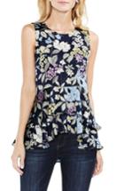 Women's Vince Camuto Tiered Ruffled Hem Floral Blouse, Size - Blue