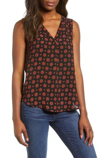 Women's Gibson Stretch Crepe Split Neck Sleeveless Blouse, Size - Black