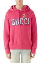 Men's Gucci Logo Patch Pullover Hoodie, Size - Pink