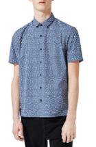 Men's Topman Jigsaw Print Shirt, Size - Blue