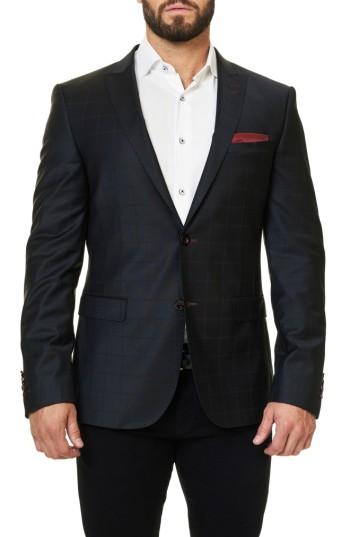 Men's Maceoo Descarte Windowpane Sport Coat (s) - Black