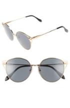 Women's Sonix Ibiza 55mm Mirrored Round Sunglasses - Black Solid/ Gold