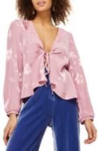 Women's Topshop Floral Jacquard Blouse Us (fits Like 0-2) - Pink