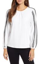 Women's Karl Lagerfeld Paris Lace Detail Knit Top - White