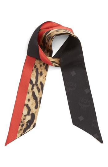 Women's Mcm Ocelot Print Silk Twill Scarf, Size - Brown