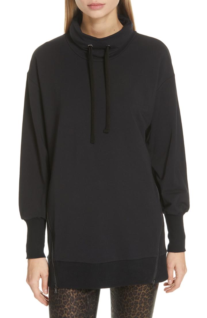 Women's L'agence Side Zip Sweatshirt - Black