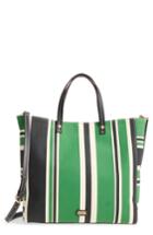 Frances Valentine Large Margaret Stripe Canvas Tote - Green