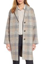 Women's Eileen Fisher Plaid Alpaca Blend Coat, Size - Grey