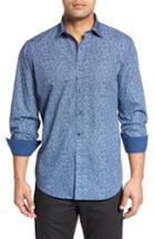 Men's Bugatchi Classic Fit Scroll Print Sport Shirt, Size - Blue