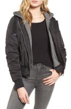 Women's French Connection Hooded Jersey Bib Bomber Jacket - Black