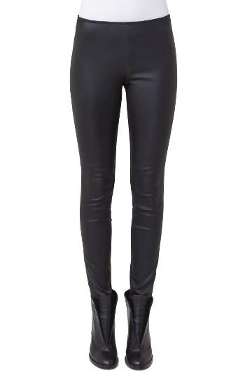 Women's Akris Punto Lambskin Leather & Jersey Pants