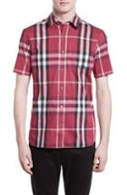 Men's Burberry Brit 'nelson' Trim Fit Short Sleeve Sport Shirt - Pink
