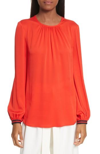 Women's Milly Mandy Stretch Silk Top - Red