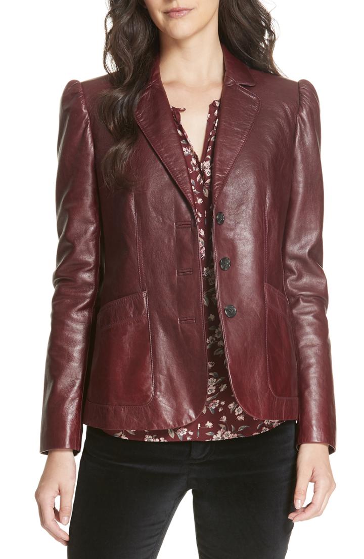 Women's Rebecca Taylor Leather Jacket - Burgundy