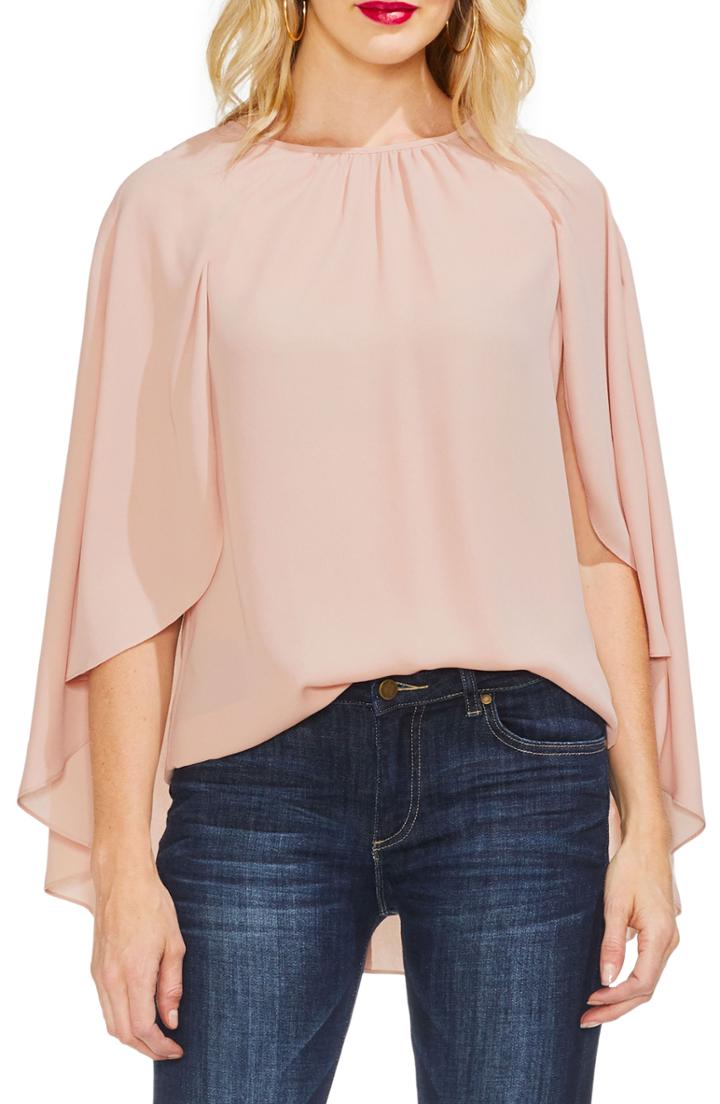 Women's Vince Camuto Gathered Detail Cape Blouse