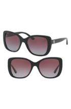 Women's Tory Burch 53mm Polarized Rectangle Sunglasses - Black Silver