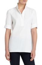Women's Lafayette 148 New York Daley High/low Blouse, Size - White