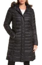 Women's Barbour Fortrose Hooded Quilted Coat With Faux Fur Trim Us / 8 Uk - Black