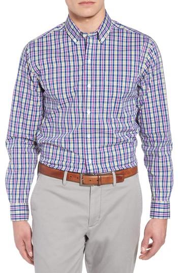 Men's Cutter & Buck Anthony Plaid Performance Sport Shirt - Green