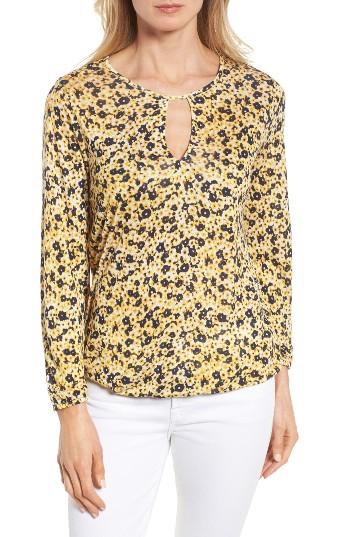 Women's Michael Michael Kors Lydia Floral Peasant Top - Yellow