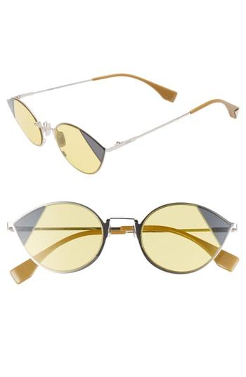 Women's Fendi 51mm Aviator Sunglasses - Silver/ Gold
