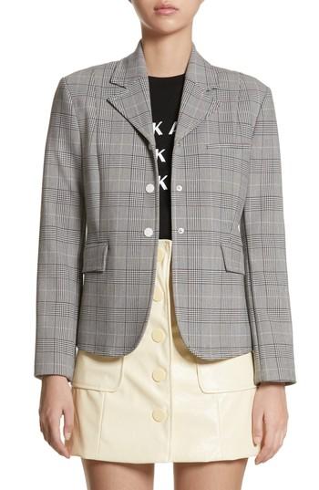 Women's Ganni Garvey Plaid Blazer Us / 34 Eu - Grey