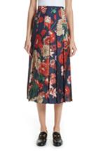 Women's Gucci Spring Bouquet Print Silk Pleated Skirt Us / 38 It - Red