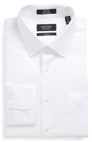 Men's Nordstrom Men's Shop Classic Fit Non-iron Solid Dress Shirt .5 - 34 - White