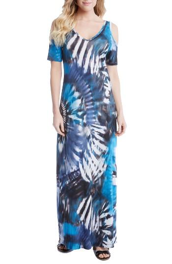 Women's Karen Kane Print Cold Shoulder Maxi Dress - Blue