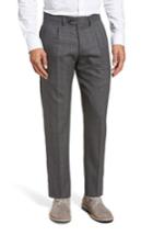 Men's Eleventy Pleated Check Wool Trousers R Eu - Grey