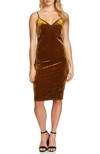 Women's 1.state Velvet Body-con Dress, Size - Yellow
