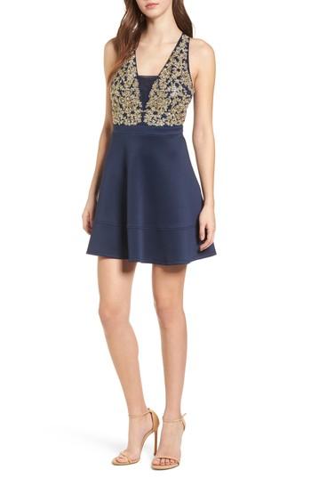 Women's Love, Nickie Lew Embellished Fit & Flare Dress - Blue