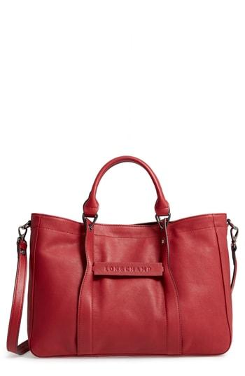 Longchamp '3d - Small' Leather Tote - Red