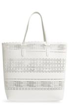 Chelsea28 Casey Geometric Cutout Faux Leather Tote & Pouch - White