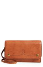 Women's Frye Campus Rivet Leather Smartphone Wallet With Crossbody Strap - Brown