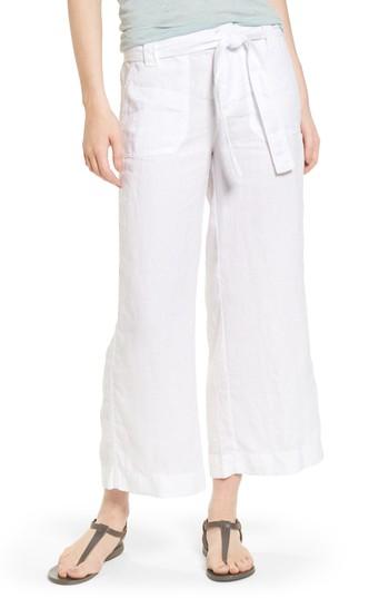 Women's Caslon Wide Leg Crop Linen Pants - White