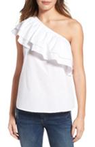 Women's Halogen One-shoulder Cotton Poplin Top - Black